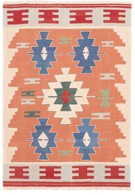 ECARPETGALLERY Flat-Weave Bold and Colorful Dark Copper Wool Kilim - 3'10 x 5'7