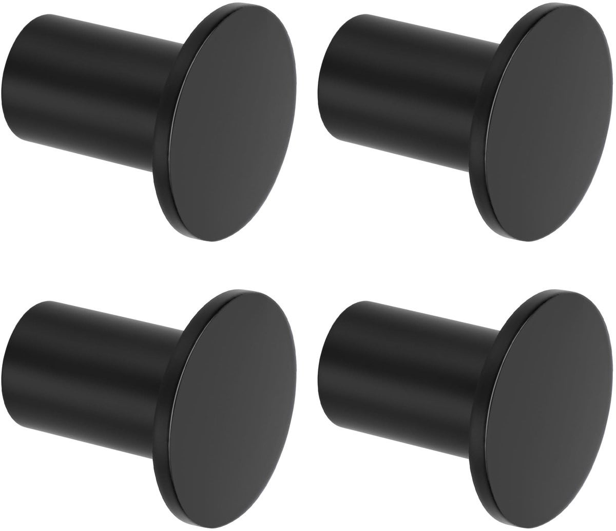 Set van 4 matte zwarte handdoekhaken van RVS 304
