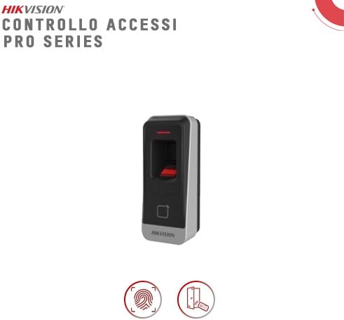 HIKVISION DS-K1201AMF. Lettore di impronte digitali RS-485, IP65, per uso con DS-K1F820-F e DS-K260X