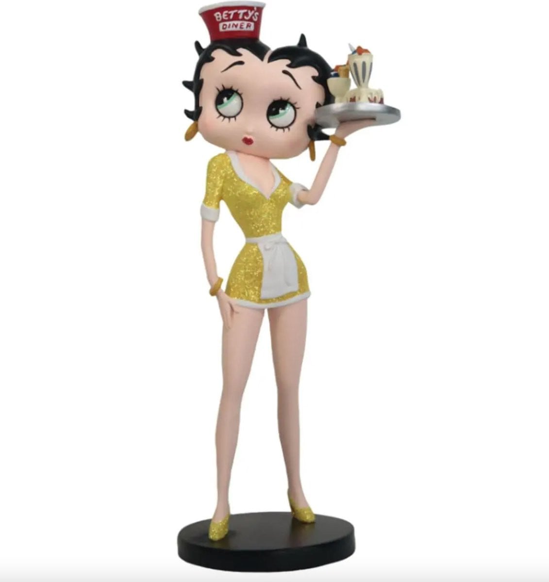 Betty Boop Diner Serveerster in Gele Jurk Beeldje
