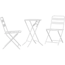 vidaXL Garten Bistro Set 3 pcs Weiß Stahl