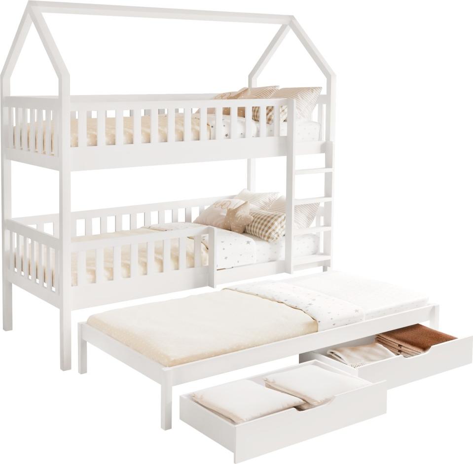 Kondela Montessori Etagenbett mit Zustellbett Venita Typ 1 - Weiß