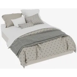 OKWISH Polsterbett 140x200 Stoffbett modern Gaslift Bettgestell robust stabil komfortabel Schlafzimmer Kopfteil optional Beige