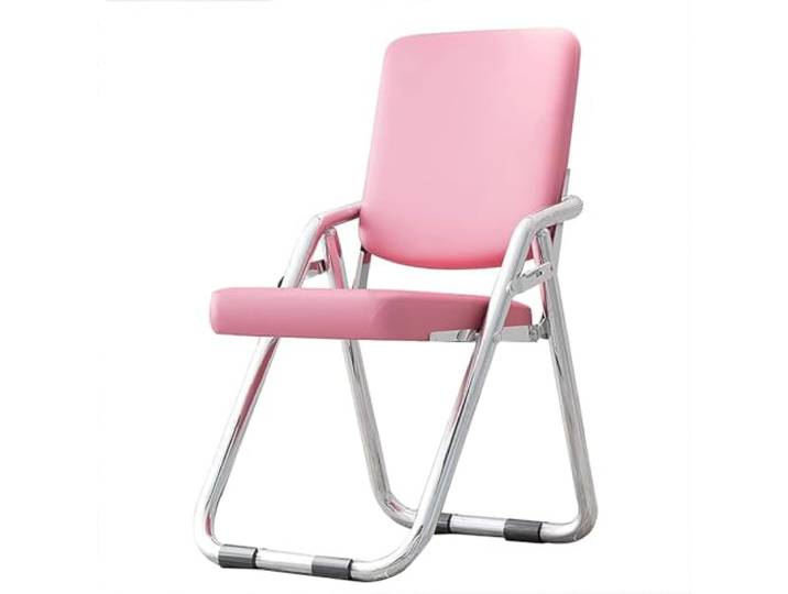 Klappstuhl, Klappstuhl aus PU-Leder und Stahlschaum mit Rückenlehne Mehrfarbig: Büro, Zuhause, Konferenzraum, Partys, Veranstaltungen(Pink)