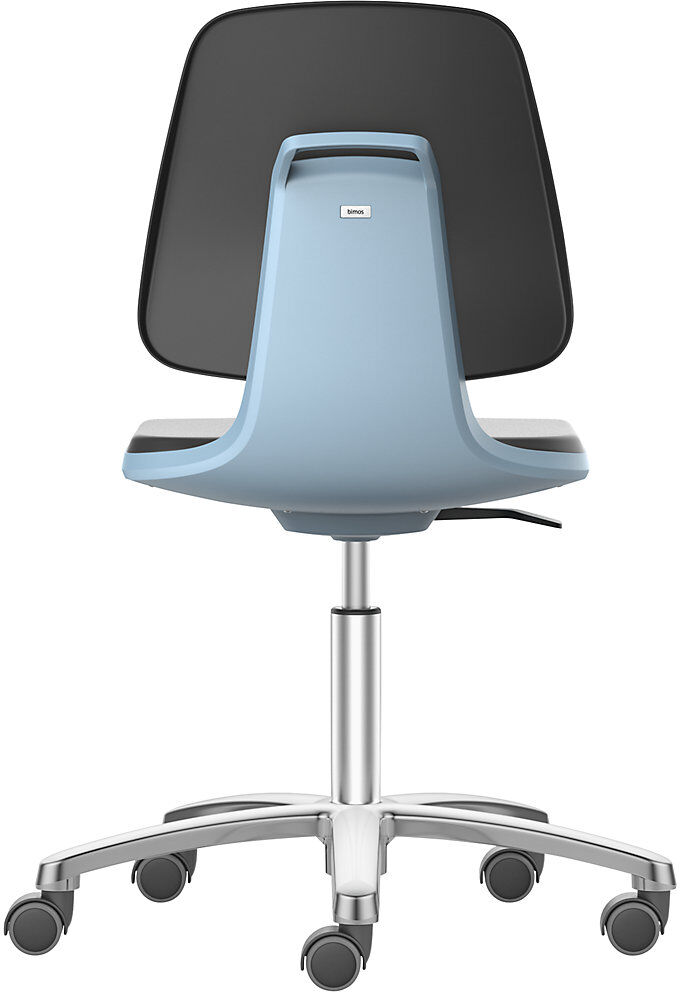 Arbeitsdrehstuhl LABSIT, Fünffuß mit Rollen, Sitz aus Skintec, blau bimos