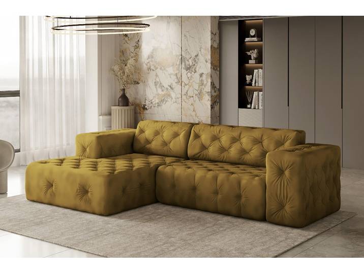 Kaiser Möbel Ecksofa, stark gesteppt, weich, elegant LUX stoff Whisper Links Golden