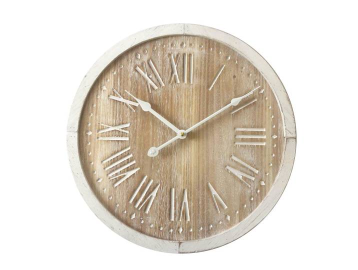 Mobili Rebecca Wanduhr Weiß 5/40/40 cm, Rund, 5x40x40 cm, Dekoration, Uhren, Wanduhren