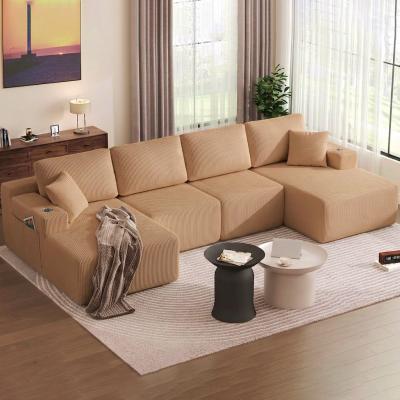 Kodotan sofa "130"" U-Shaped Modular Sectional Sofa with Chaise, Boneless Corduroy Flexible Module Seating for Living Room"
