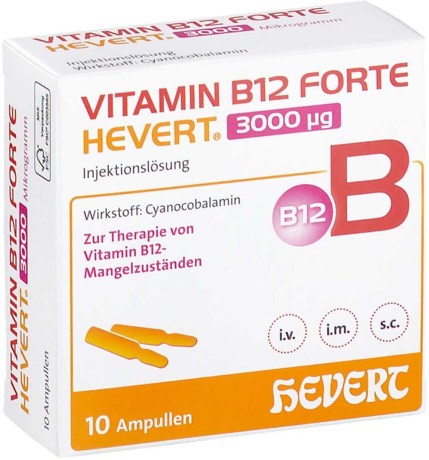 Vitamin B12 Forte Hevert 3000 mg Iniecto - Lösung Ampullen