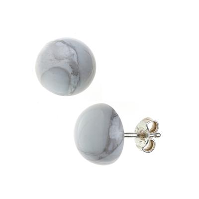 Paar Ohrstecker JOBO, silber (silber 925), Ohrringe, Damen, 10mm, Silber 925 (Sterlingsilber), rund 925 Silber mit Howlith