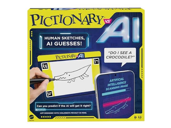 Mattel Games - Pictionary Vs. AI, familiegame voor kinderen en volwassenen en gameavond met behulp van kunstmatige intelligentie voor 2-4 spelers, Engelse versie, HYH75