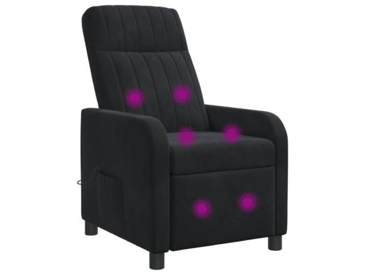 NLQMSU Massagesessel, neigbar, Velours, Schwarz Fernbedienung, 6 Massagepunkte, Rahmen aus Metall und Holz, Neigung 115 ° bis 160 °, höhenverstellbar, flache Armlehnen