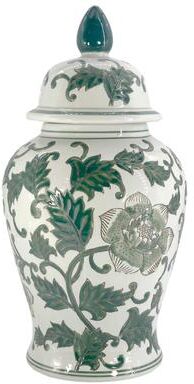 Galt International "Green & White Classic Chinoiserie Ceramic Ginger Jar 18"""