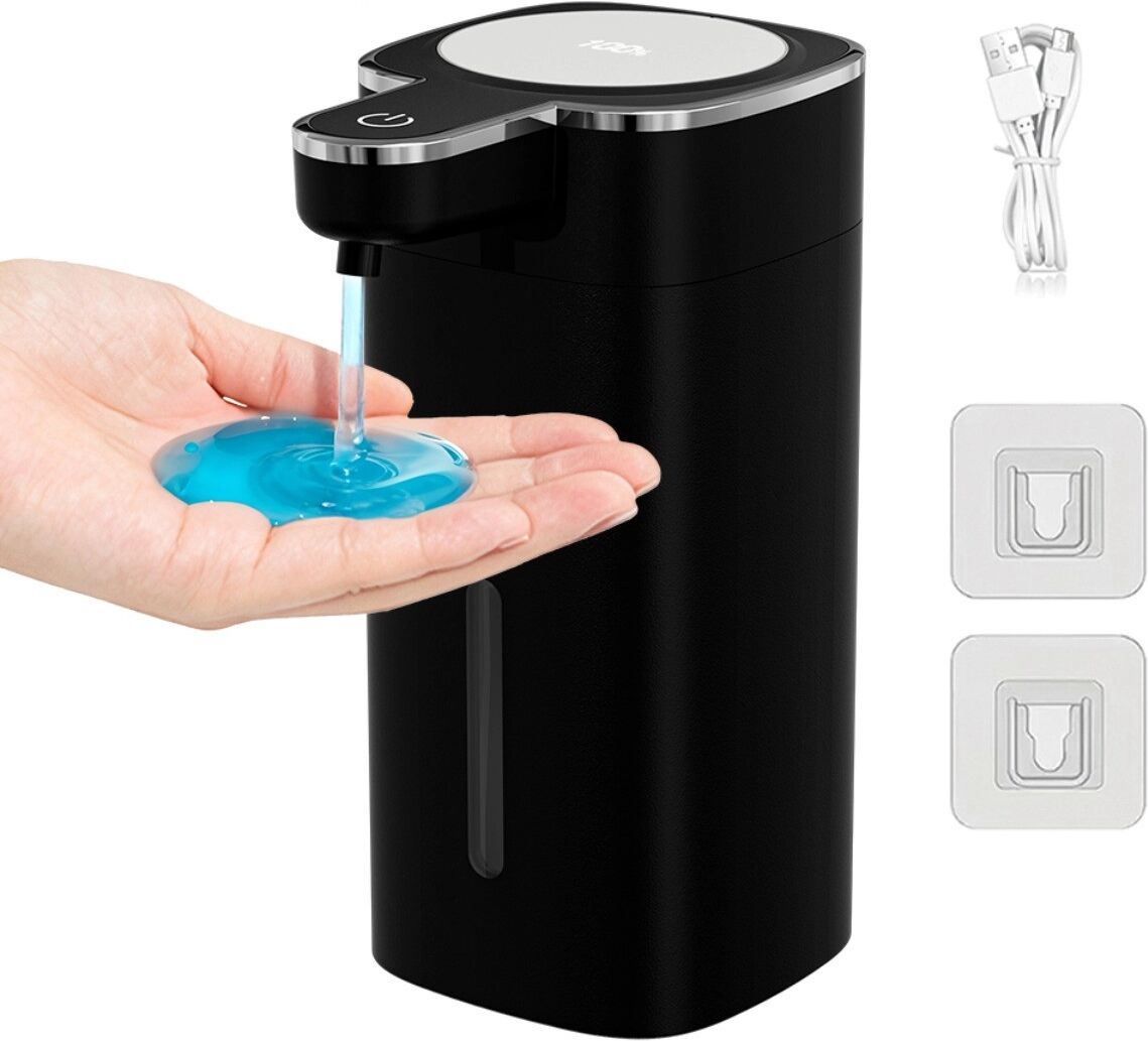 INF Digitaler automatischer berührungsloser Seifenspender - USB aufladbar 1200mAh, 0.3s Sensor, Multi-Flüssigkeit, Metall & Schwarz