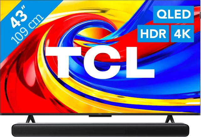 TCL 43 inch QLED P79L 4K TV (2026) met TCL S45H 2.0 Soundbar