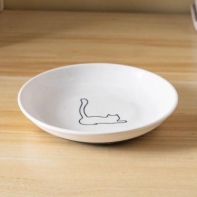 Inspire Essentials Ceramic Cat Snack Bowl With Silicone Anti Slip Pad c
