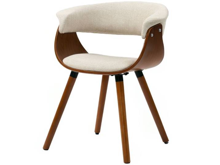 Chaise à manger Chaise à manger avec dos optique en lin fauteuil avec bois pour table Beige