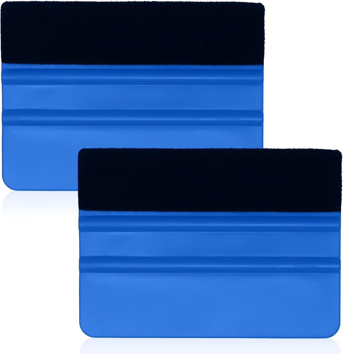 Set van 2 blauwe vinyl wrap rakel tools met vilten rand voor glad aanbrengen