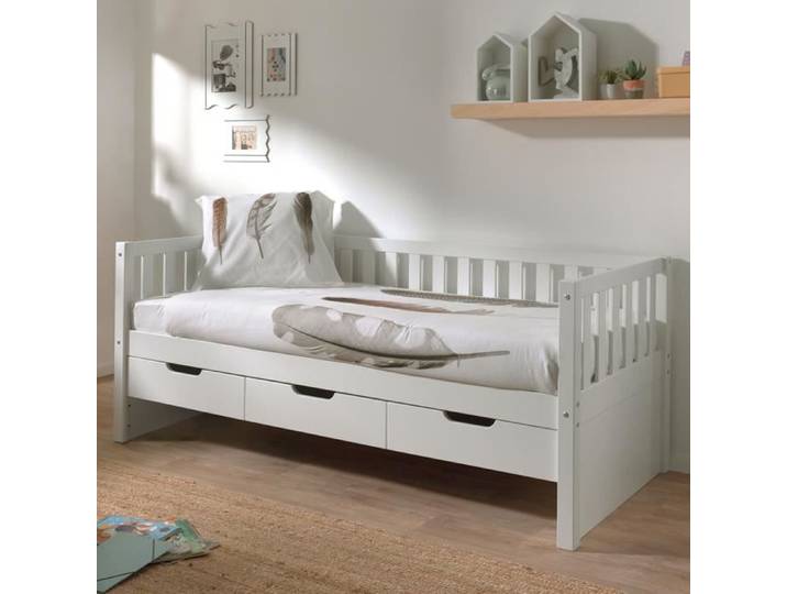Dream Tree Lit Banquette 90 x 200 cm avec 3 Tiroirs Luna Blanc