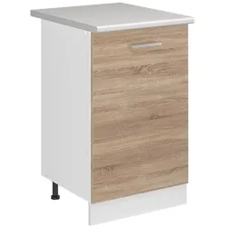 Vicco, Regal, Küchenunterschrank R-Line, Sonoma/Weiss, 50 cm ohne Arbeitsplatte (46 x 50 x 81.60 cm)