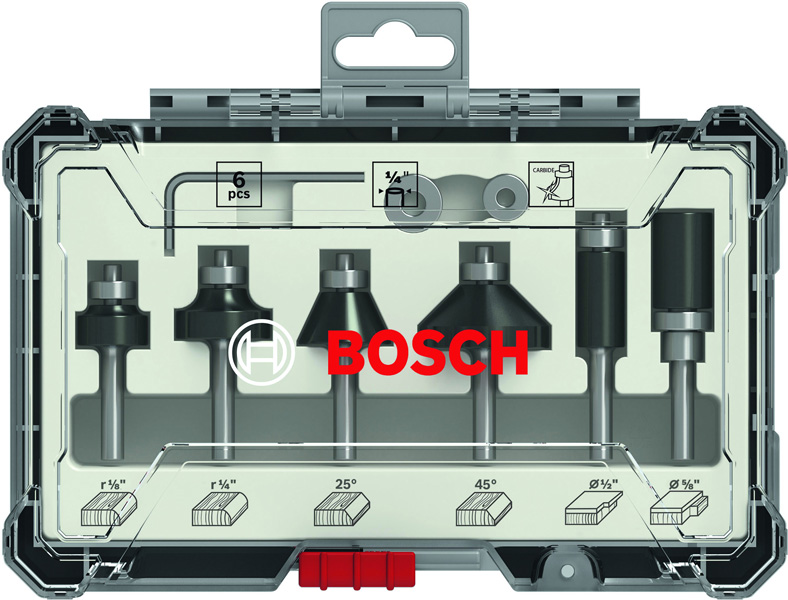 Bosch 6-teiliges Rand- und Kantenfräser-Set, 1/4-Zoll Schaft 2607017470