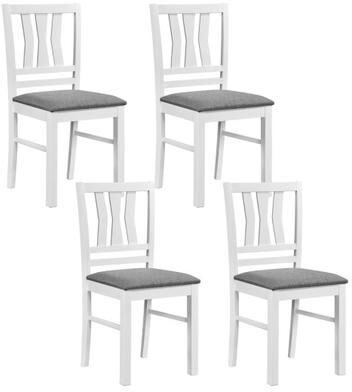 Costway Set of 4 Linen Style Upholstered Kitchen Chairs with Wood Frames-White