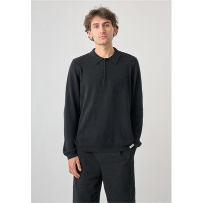 Langarmshirt CLEPTOMANICX, Herren, Gr. M, schwarz, 100% Baumwolle, unifarben, normal, ohne Ausschnitt, Shirts Langarmshirt, mit eleganter Knopfleiste