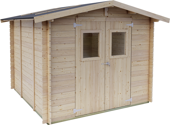 Alce Iris 249 x 249 cm  Abri de jardin en bois - Avec fenêtres et porte double battant  249 x 249 x 207 cm