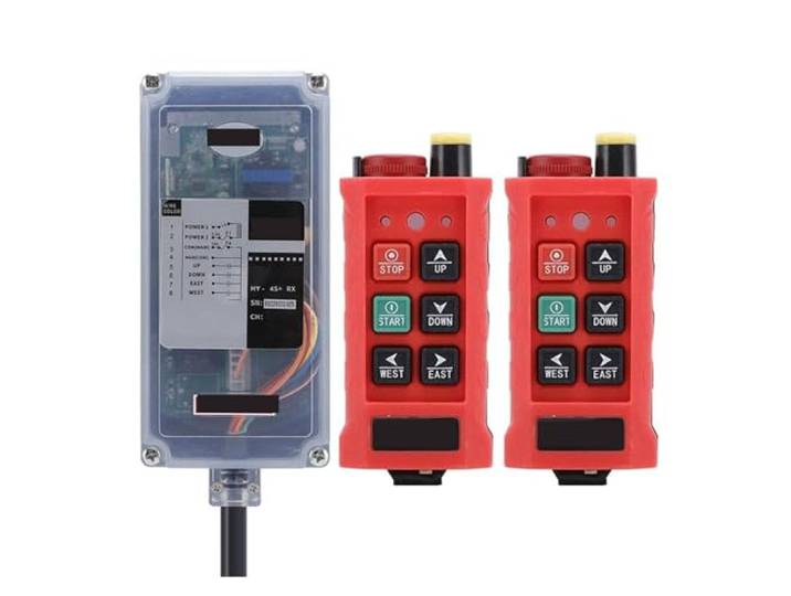 Kranfernbedienung, 12-24V4 Tasten Single Speed ​​Industrial Wireless Radio Kran Fernbedienung Schalter Winden Hebebühne Lift Steuerung(Gold,AC DC12-24V)