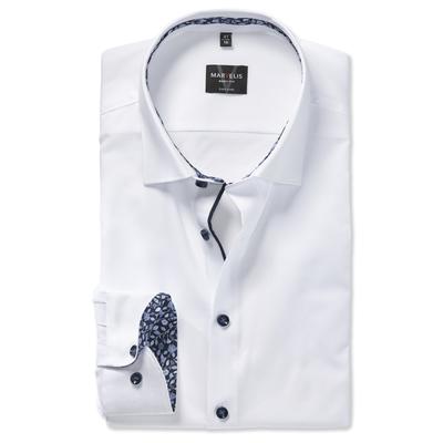 Langarmhemd MARVELIS, Herren, Gr. 42, N-Gr, weiß (hellblau), Web, Obermaterial: 100% Baumwolle, body fit normal, 2-Knopf-Manschette, Hemden, Businesshemd, Kentkragen, Body fit