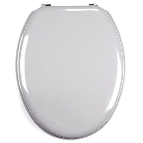 MSV Toiletzitting met deksel, MDF houten kern, Grijs, scharnieren van roestvrij staal