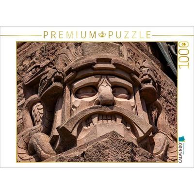 CALVENDO Puzzle Knurrenden Sandstein Kopfmaske mit Schlangen | 1000 Teile Lege-Größe 64x48cm Foto-Puzzle für glückliche Stunden