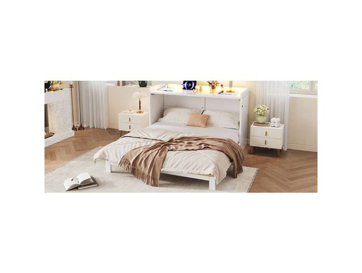 Lit escamotable ULEVR pliable avec tiroirs blanc 140x200 cm