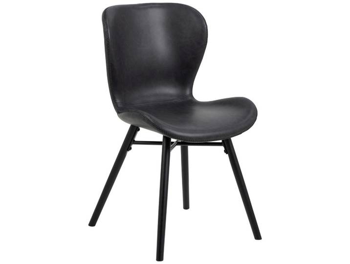 Ambia Home Stuhl, Schwarz, Kautschukholz, massiv, Uni, konisch, 47x82.5x56 cm, Reach, Esszimmer, Stühle, Esszimmerstühle, Vierfußstühle