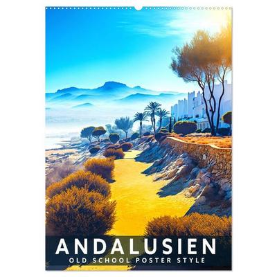 Andalusien - Old School Poster Style (Wandkalender 2027 DIN A2 hoch), CALVENDO Monatskalender