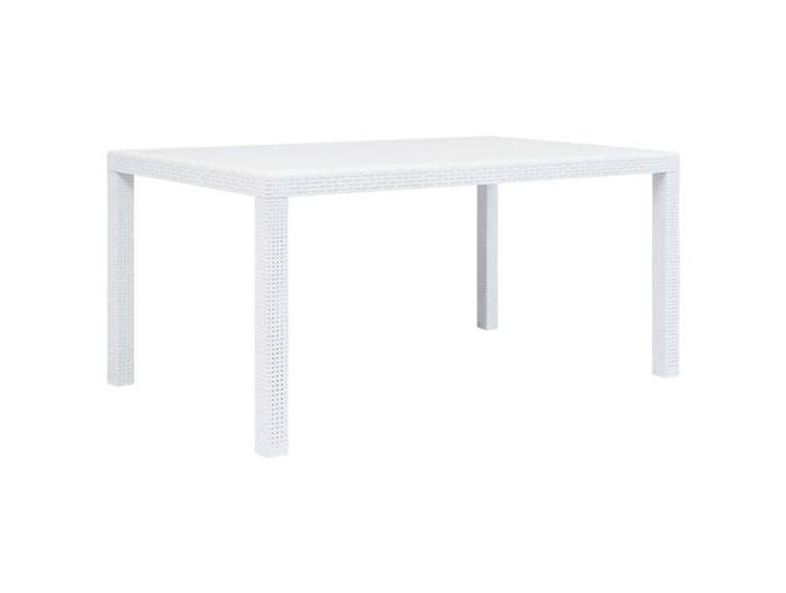NEW Blanc Table élégant - CHIC - Table de jardin Blanc 150x90x72 cm Plastique Aspect de rotin - Meuble de balcon &16214