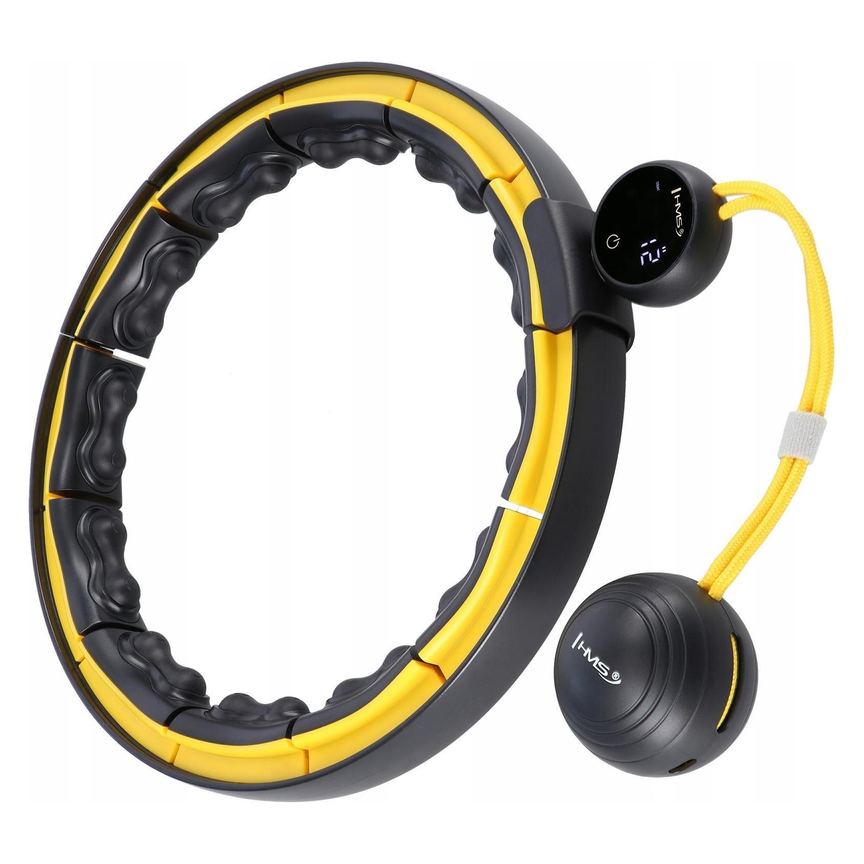 HMS Hhm21 Hula Hoop Schwarz/Gelb Mit Magneten Tpe Stollen Und Gewicht + Zähler (106 cm, 350 g) (17-44-598)