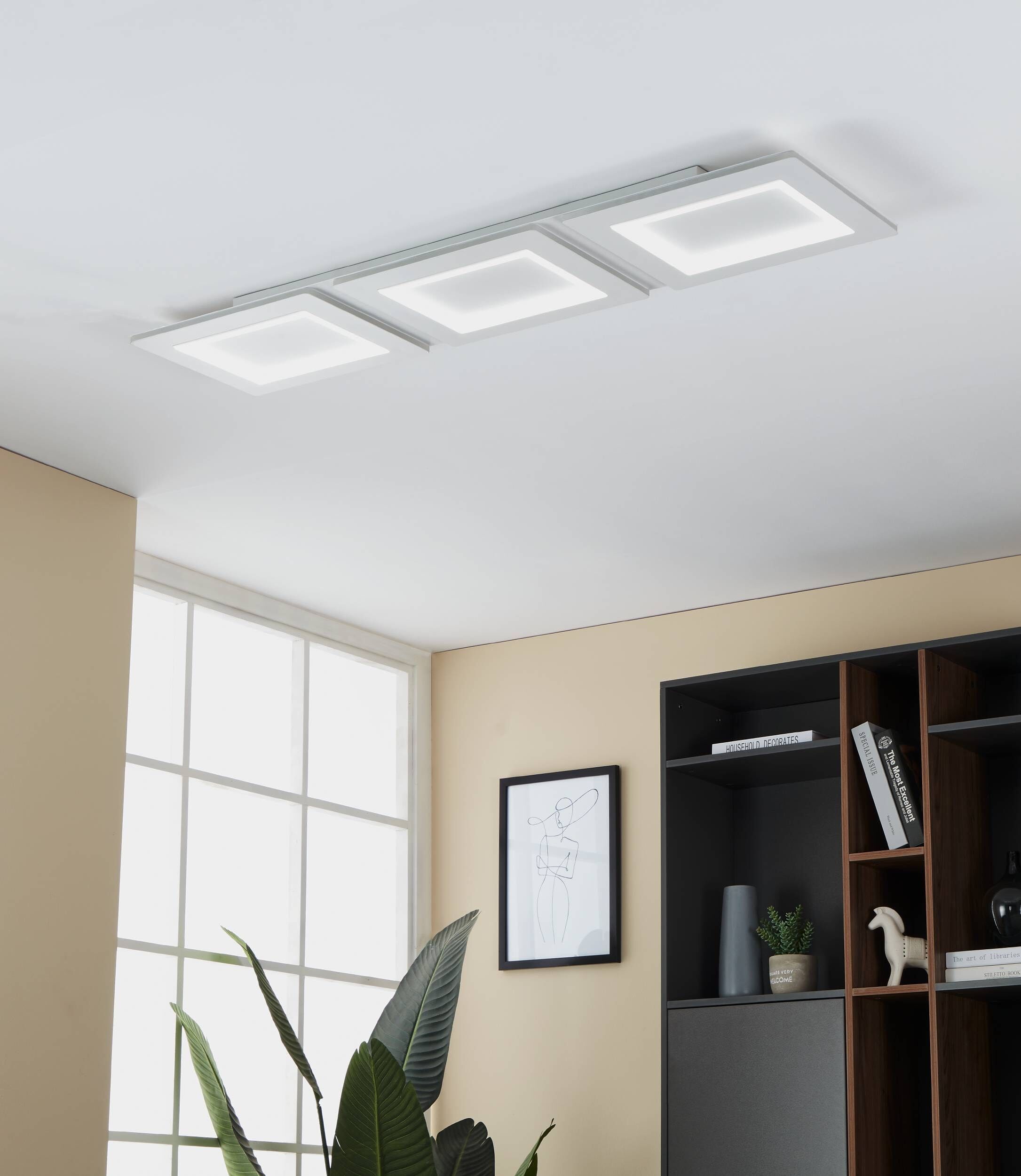 EGLO Deckenleuchte "Padrogiano-Z Deckenleuchte, ZigBee 3.0, App und Sprachsteuerung, Lampe", weiß, 1, H: 5cm, 1 Stk., Leuchten, ZigBee, App und Sprachsteuerung Alexa, RGB, dimmbar, Lampe, 120x30cm, Deckenleuchte