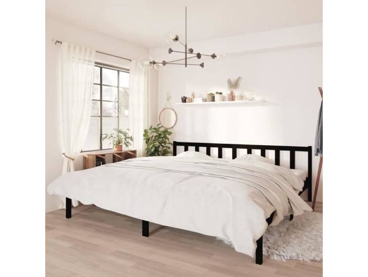 Cadre de lit Noir Bois de pin massif 200x200 cm - BEL-7029164628397 BEL-7029164666085