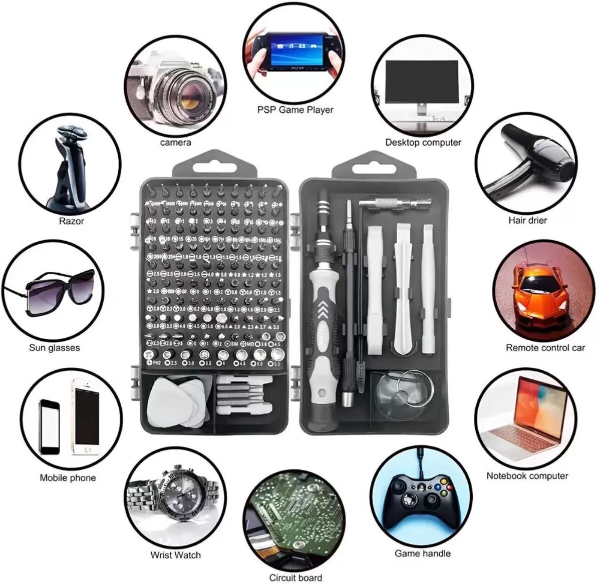 INF Coffret tournevis de précision 115-en-1 - Kit de réparation électronique magnétique multi-embouts avec arbre flexible et