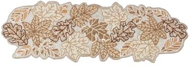 Saro Lifestyle "Nature's Brilliance Beaded Fall Leaves Table Runner - 12""x36"""