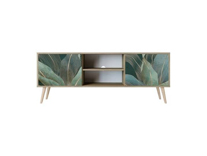 Healancy Biomedical TV Schrank mit Türen - Kommode - Fernsehschrank - Lowboard - Fernsehtisch - Wohnzimmer Möbel - Board mit Stauraum - Tisch - Sideboard - Fernsehrregal Riva-Eiche