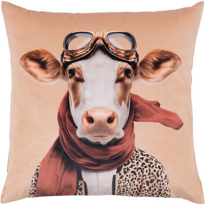 Dekokissen PAD "BIANCA", beige (braun, gemustert), B:44cm L:44cm, Polyester, Dekokissen_Sitzkissen_Kissenhüllen, Künstlerische Tiermotive – jede Hülle ein Unikat