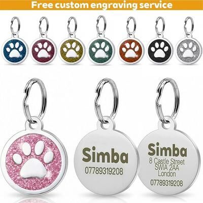 Uplifted Finds Sparkle Guard Personalized Glitter Pet ID Tag rose Tag 1 Pc b