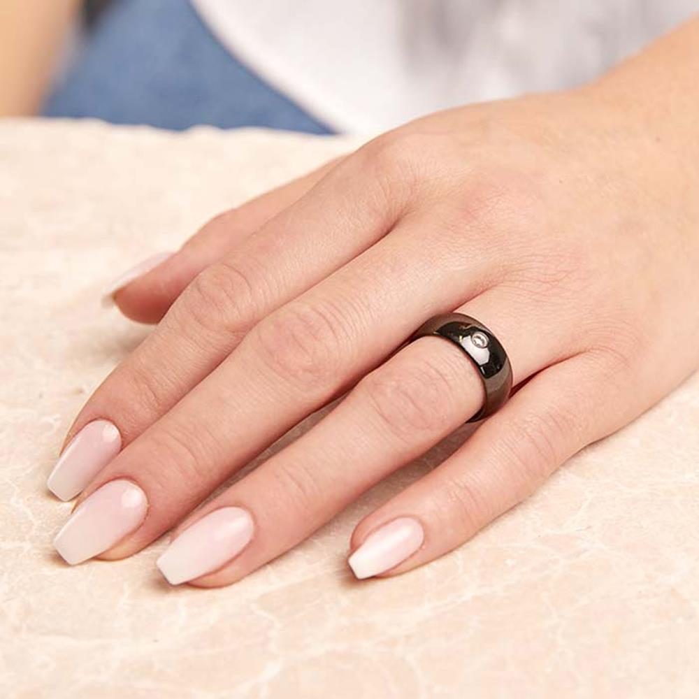 Unique Polierter Wolframring schwarz Zirkonia schwarz