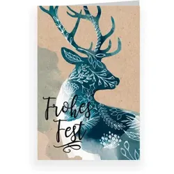 Weihnachtskarte: Hirsch in Kraft Look