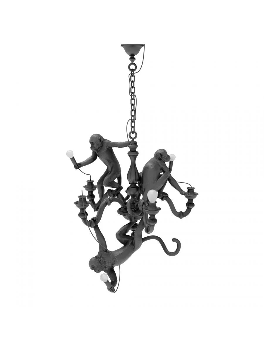 Seletti Monkey kroonluchter zwart met ledverlichting