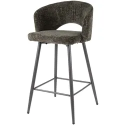 Barhocker 2er-Set Boulse, Webstoff mit Armlehne, modern, braun, bequem gepolstert, Metallgestell