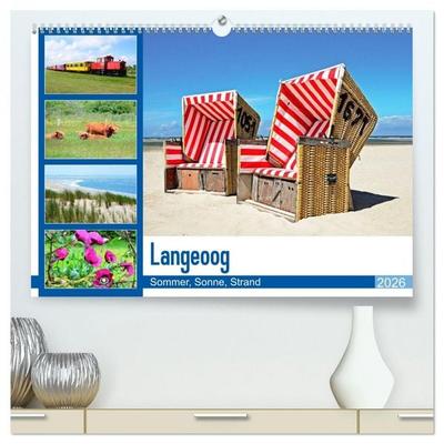 Langeoog - Sommer, Sonne, Strand (hochwertiger Premium Wandkalender 2026 DIN A2 quer), Kunstdruck in Hochglanz