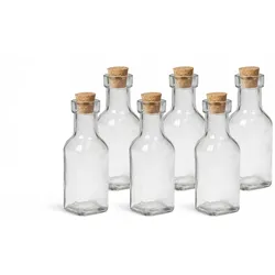6er Set Glasfläschchen 180 ml mit Korkverschluss – Kleine Flaschen für Öl, Kräuter, Badesalz & DIY Geschenke
